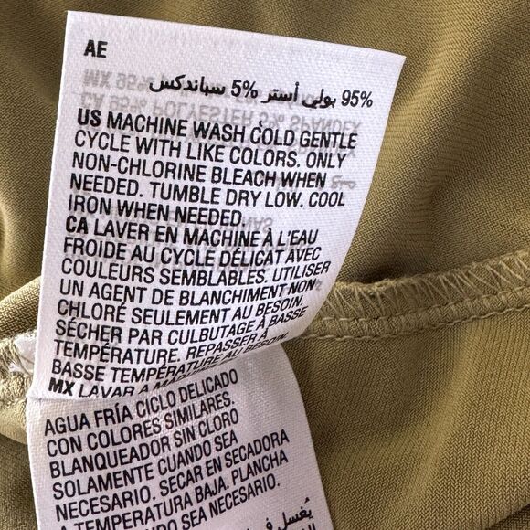 INC X-Large Top Ruched V-Neck Long Sleeve Stretch Hi-Low Hem Button Accent Green - Picture 8 of 8